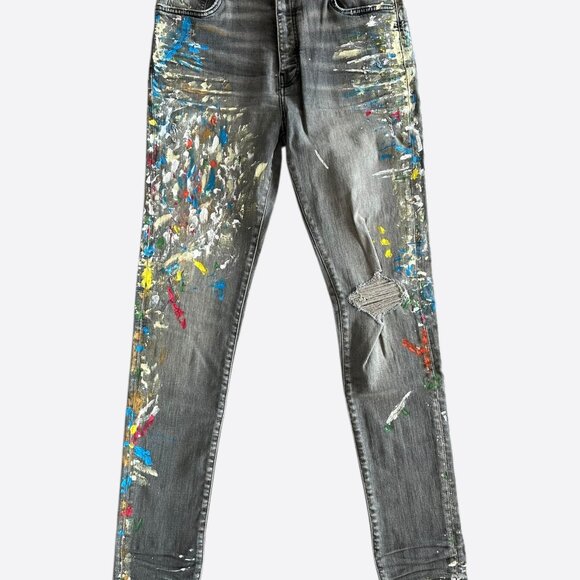 Amiri Grey Distressed Painter Jeans - Picture 1 of 4